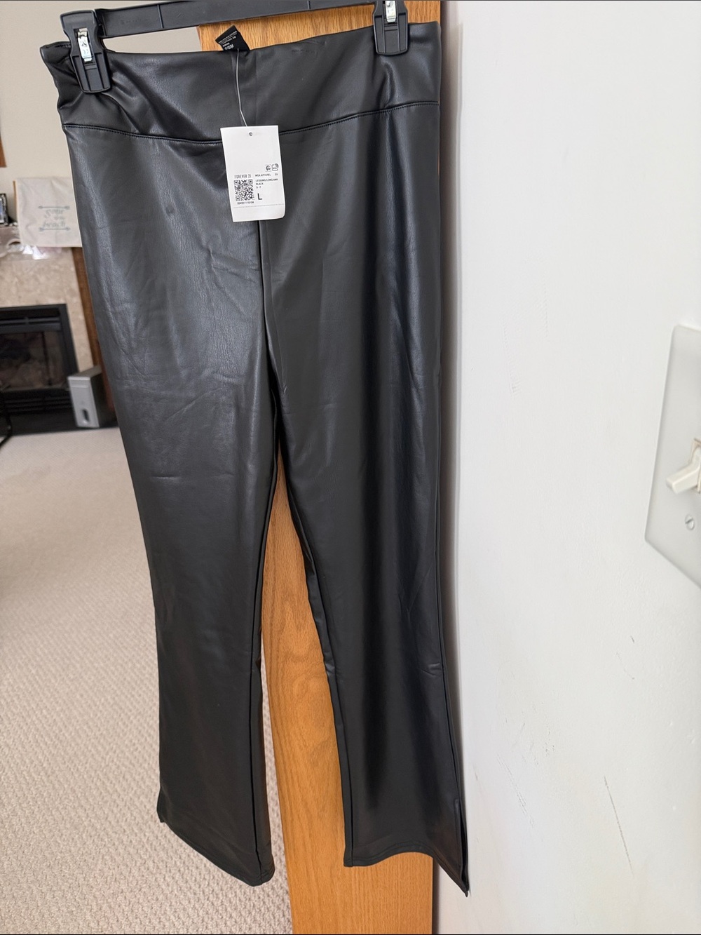 Forever 21 Black Faux Leather Leggings flare